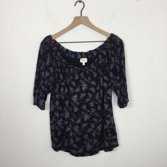Deletta Anthropologie Floral Cold Shoulder Blouse Size Medium - Picture 3 of 7